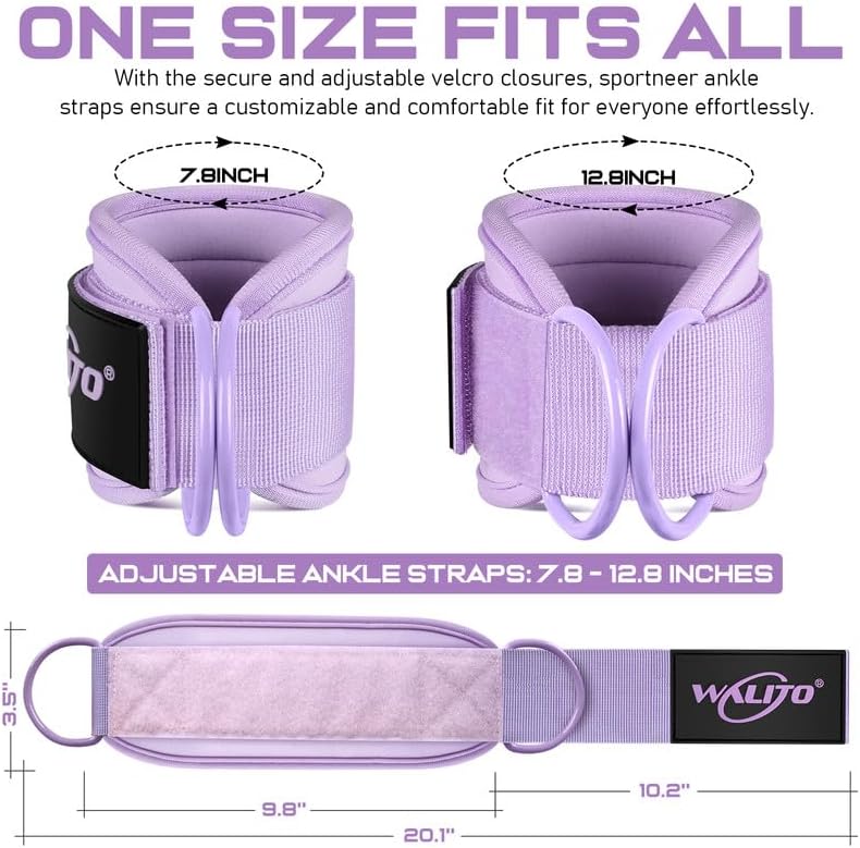 WALITO Gym Ankle Straps for Cable Machines Women & Men - Glute Kickback Ankle Cuff, Adjustable Cable Machine Accessories for Leg Extensions, Hip Abductors & Lower Body Workouts - Image 3